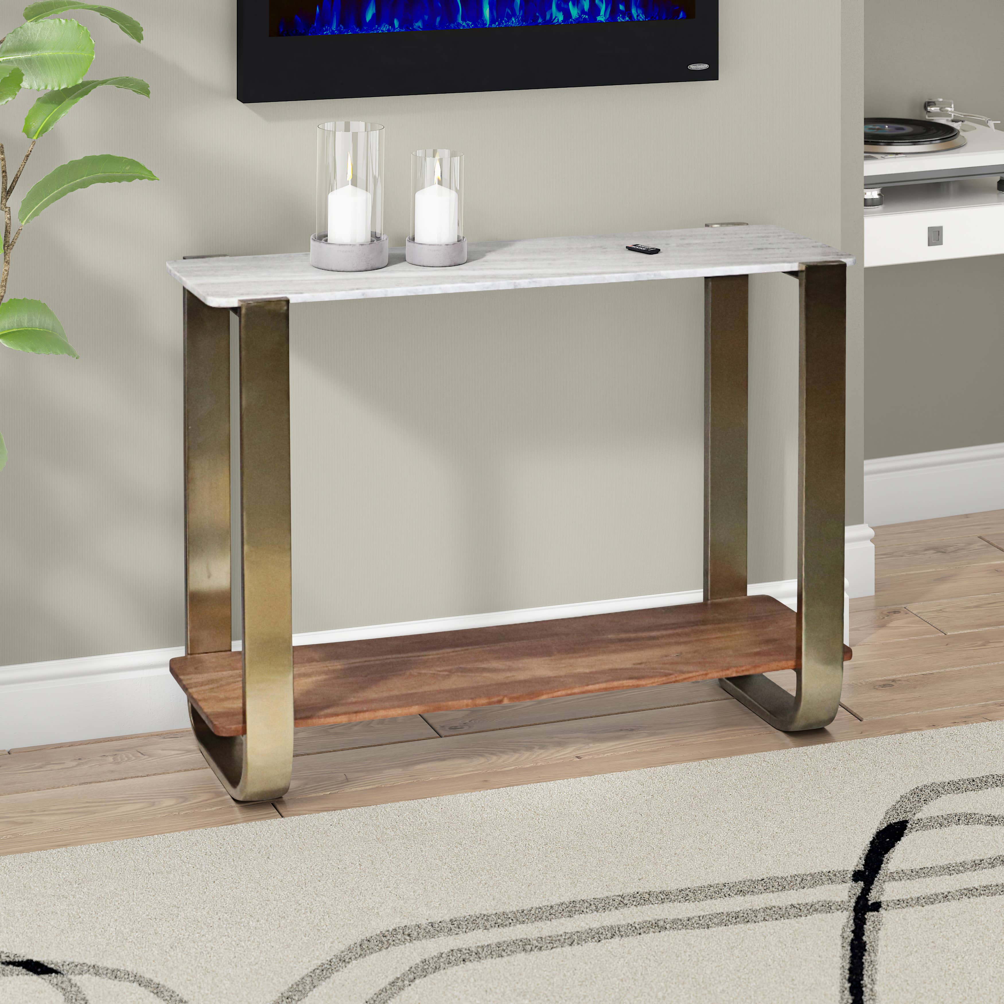 Sagebrook Home - Wholesale Console Table - Console Table - Gold Metal Curved Frame Marble Top, 31 in.