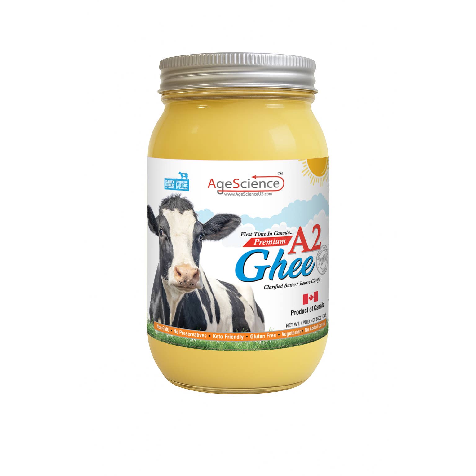 AgeScience - Wholesale Butter - AgeScience Canadian A2 Ghee – Clarified Butter, Lactose-Free0