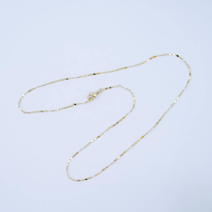 14K Gold Filled 1.4mm Flat Mariner Chain Link Layering Chain Necklace | WA-2754 for wholesale by Aim Eternal