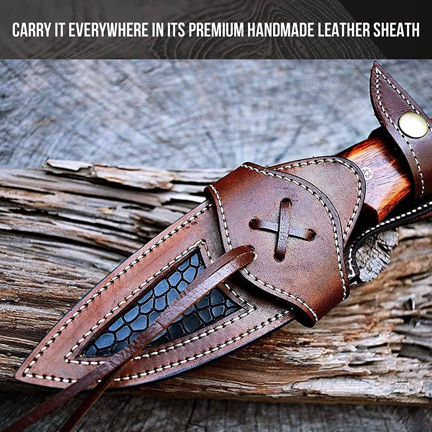 BigCat Knives - Wholesale Pocket Knife/Holder - Predator Hunter - Handmade Damascus Hunting/Camping Knife6