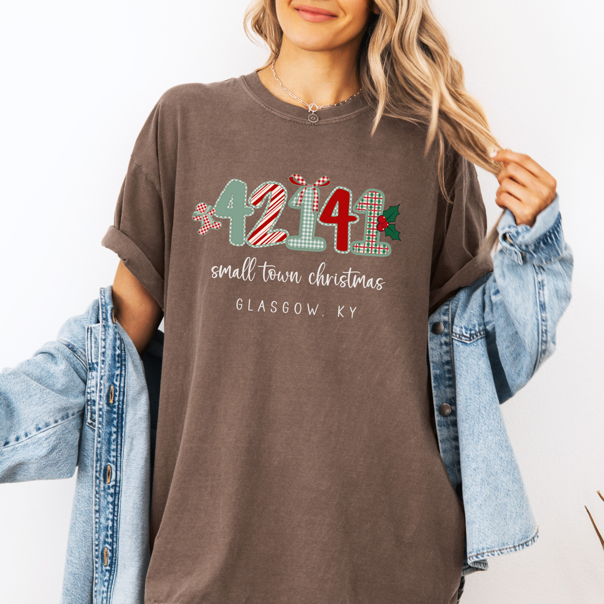 Scripted Pearl - Wholesale Screen Printed T-Shirt - Women's - Custom Zip Code Small Town Christmas Comfort Colors T Shirt14