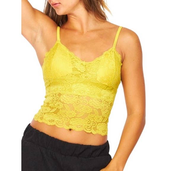 Lace Trim V Neck Tank with Sheer Hem and Padded Fit for wholesale by Blue Bunny Inc