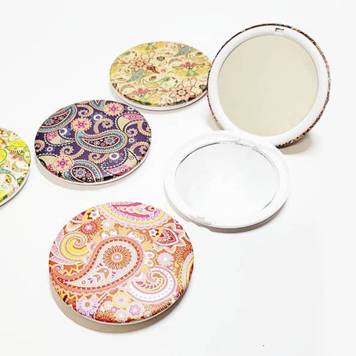 Assorted Color Mandala Pattern Compact Mirror for wholesale on Faire