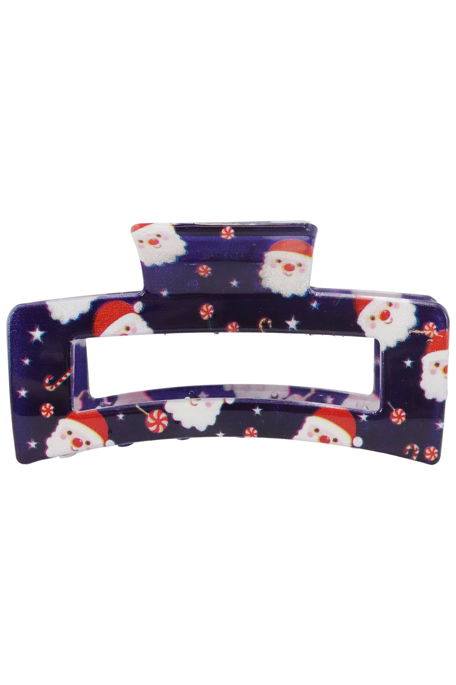 ASSORTED Christmas Santa Clear Block Hair Claw - 12 pcs for wholesale on Faire7