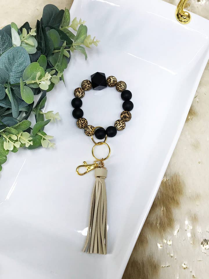 Silicon Bead Bracelet Keychain - K369 for wholesale by Magnolia & Peach Jewelry Boutique, LLC