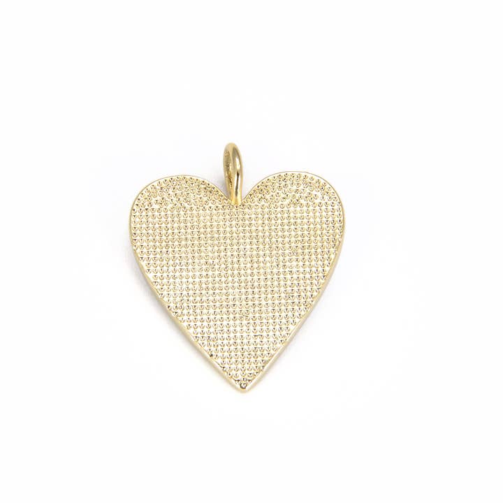 Beads Creation - Wholesale Individual Charm/Pendant - White Enamel Heart Charm Pendant in Gold Filled, CP644