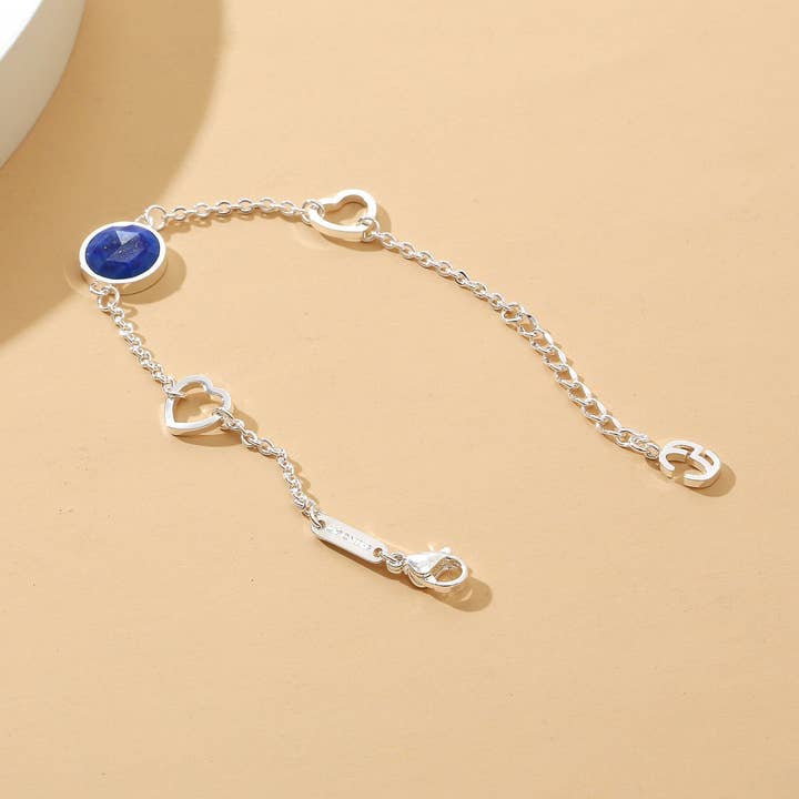 Bracelet en argent sterling 925 avec cœur, lapis-lazuli pour la vente par Shinka Trading LTd