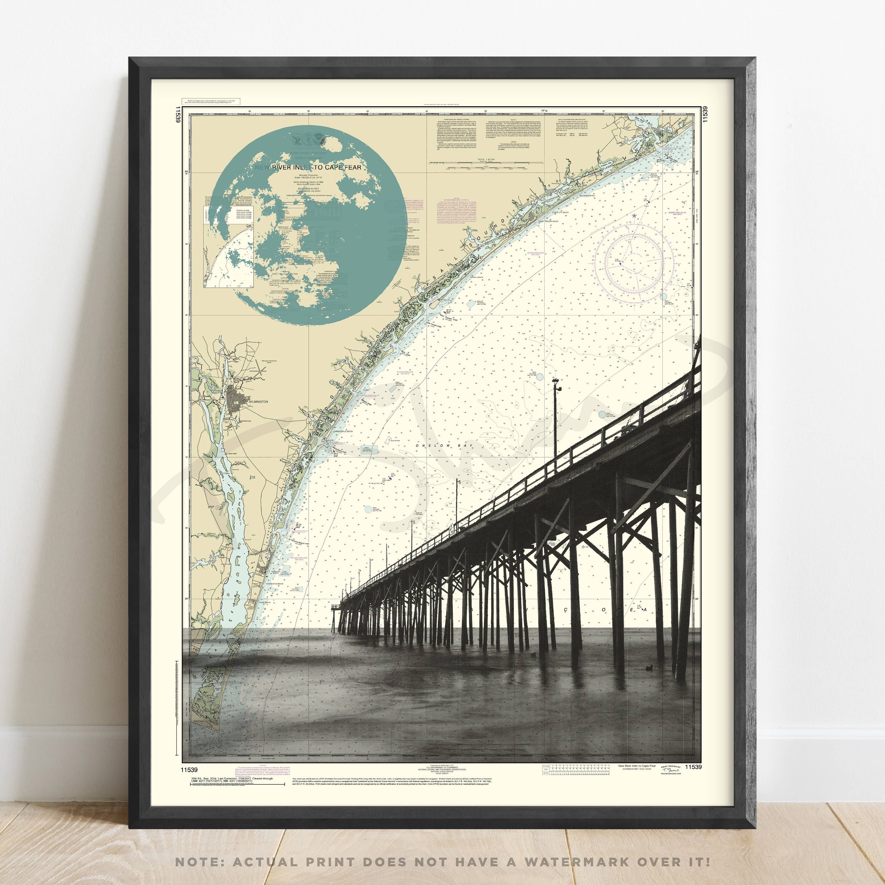 T. Shaw Designs - Vendita all'ingrosso Stampa artistica - Carolina del Nord | Stampa d'Arte del Molo di Carolina Beach su Carta NOAA0