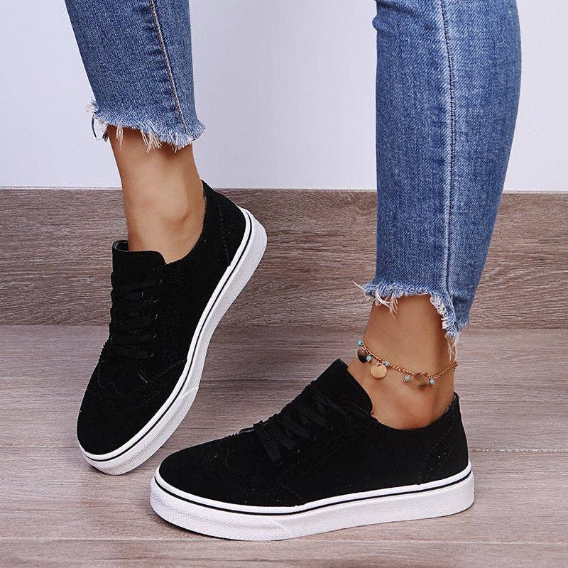 Beyond Apparel - Wholesale Lifestyle Sneakers - Women's - Suede Lace-Up Flat Sneakers6