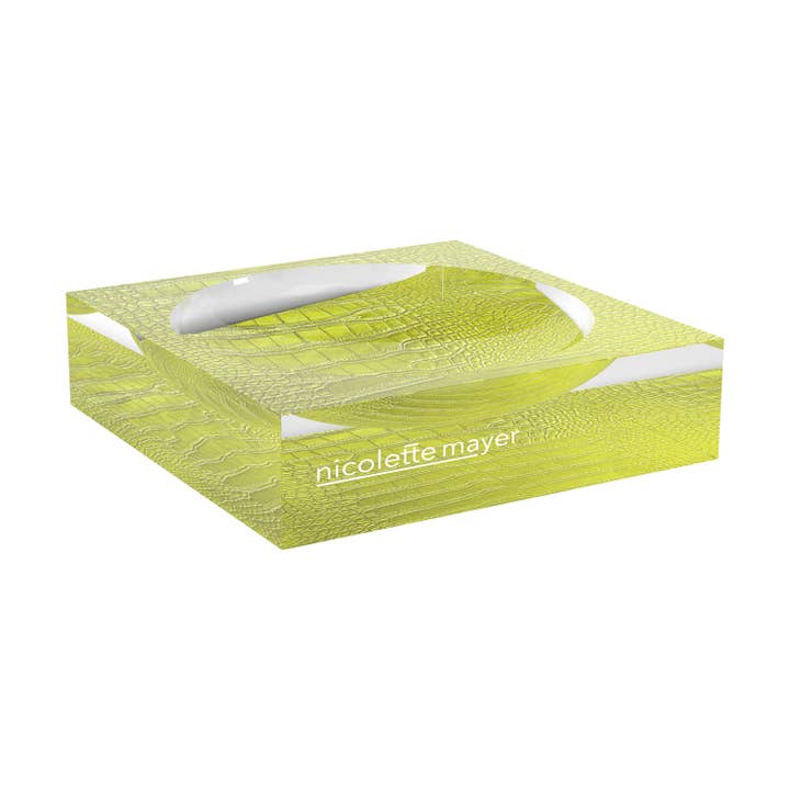 Crocodile Key Lime Acrylic Candy Catchall Dish for wholesale by Nicolette Mayer Collection
