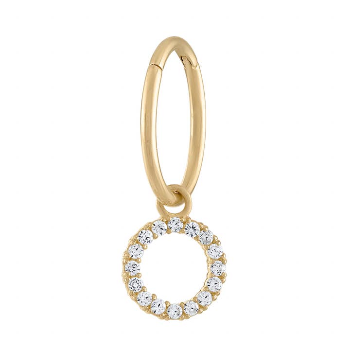 Orecchino Ombelico Personalizzato in Oro Massiccio 14kt con Ciondolo CZ per la vendita all'ingrosso da parte di Zahav Jewelry