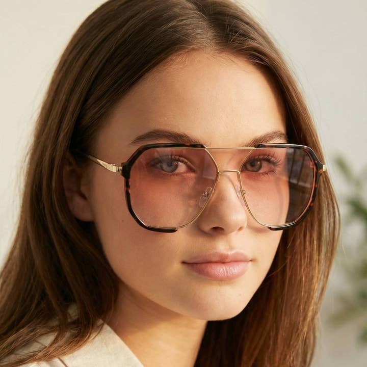 Oversized vierkante metalen aviator-zonnebril voor wholesale door Anarchy Street