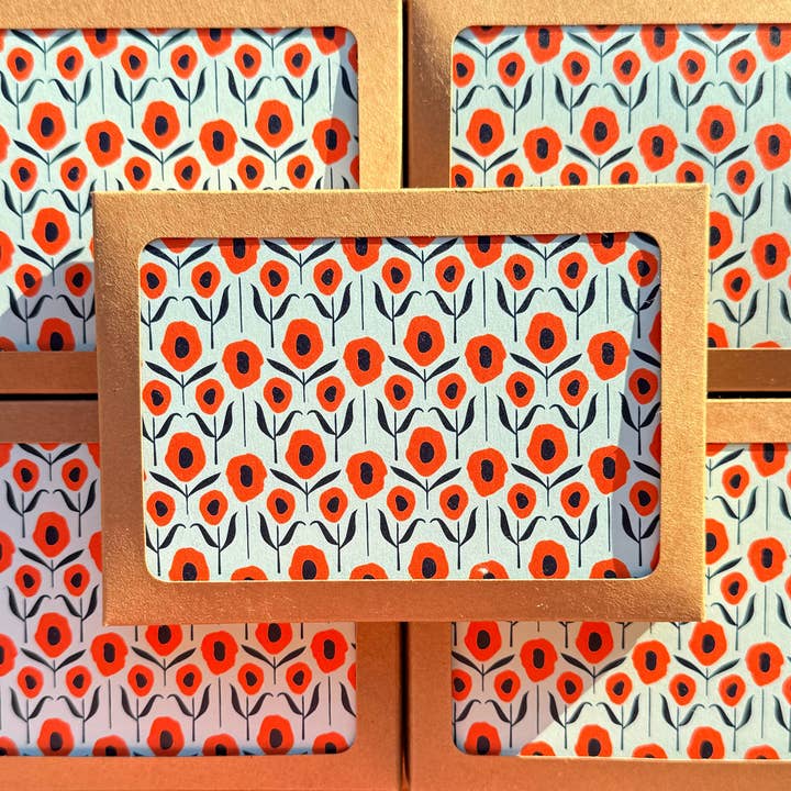 New! Country Poppies on Aqua / Blank Note Cards for wholesale by Misha Zadeh