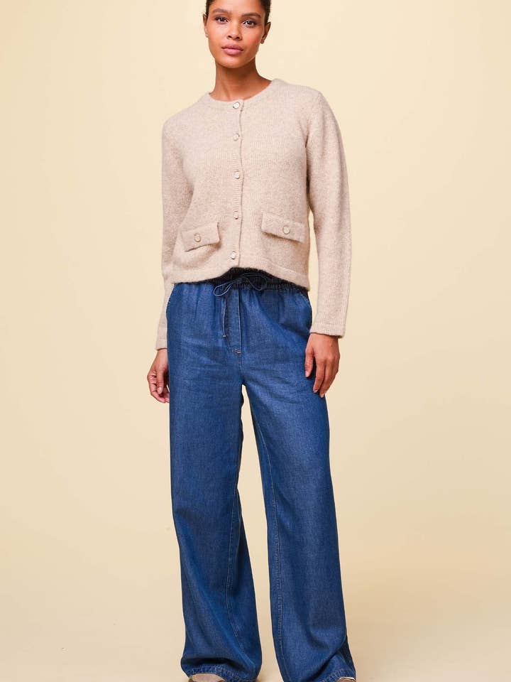 Calça Juliana com Cordão | Azul Chambray por atacado de Aspiga