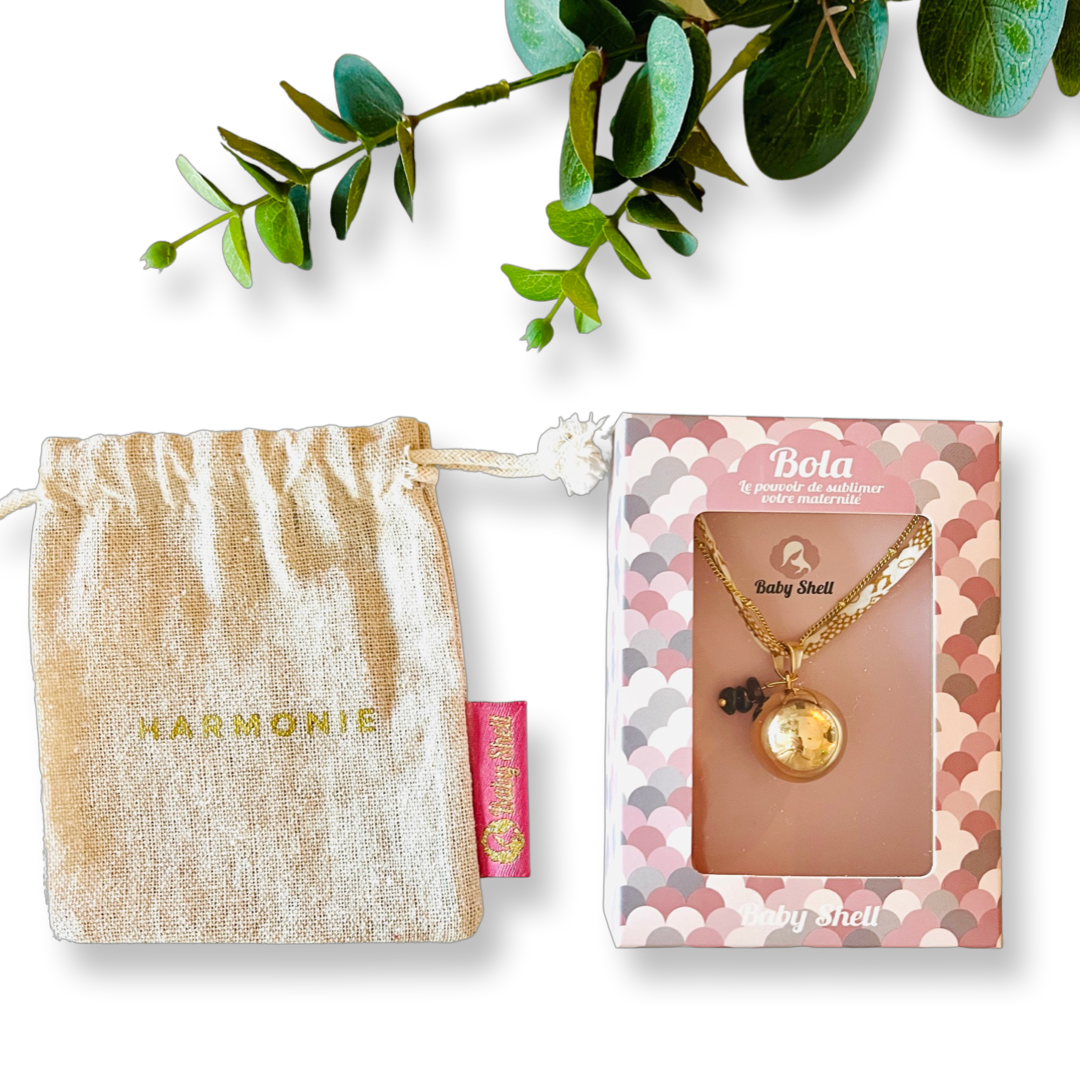 Baby Shell - Wholesale Pendant/Charm Necklace - PREGNANCY BALL - gold plated + lithiotherapy pearl0