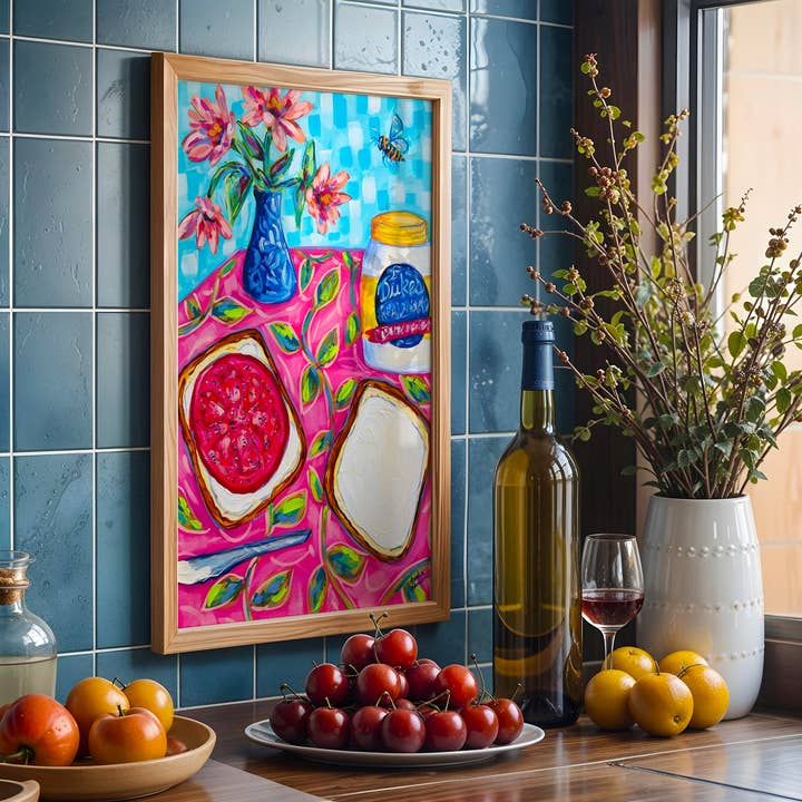 Audra Style - Wholesale Art Print - Tomato Sandwich Art Print, Dopamine Decor, Trendy Colorful Wall Poster, Maximalist Eclectic
