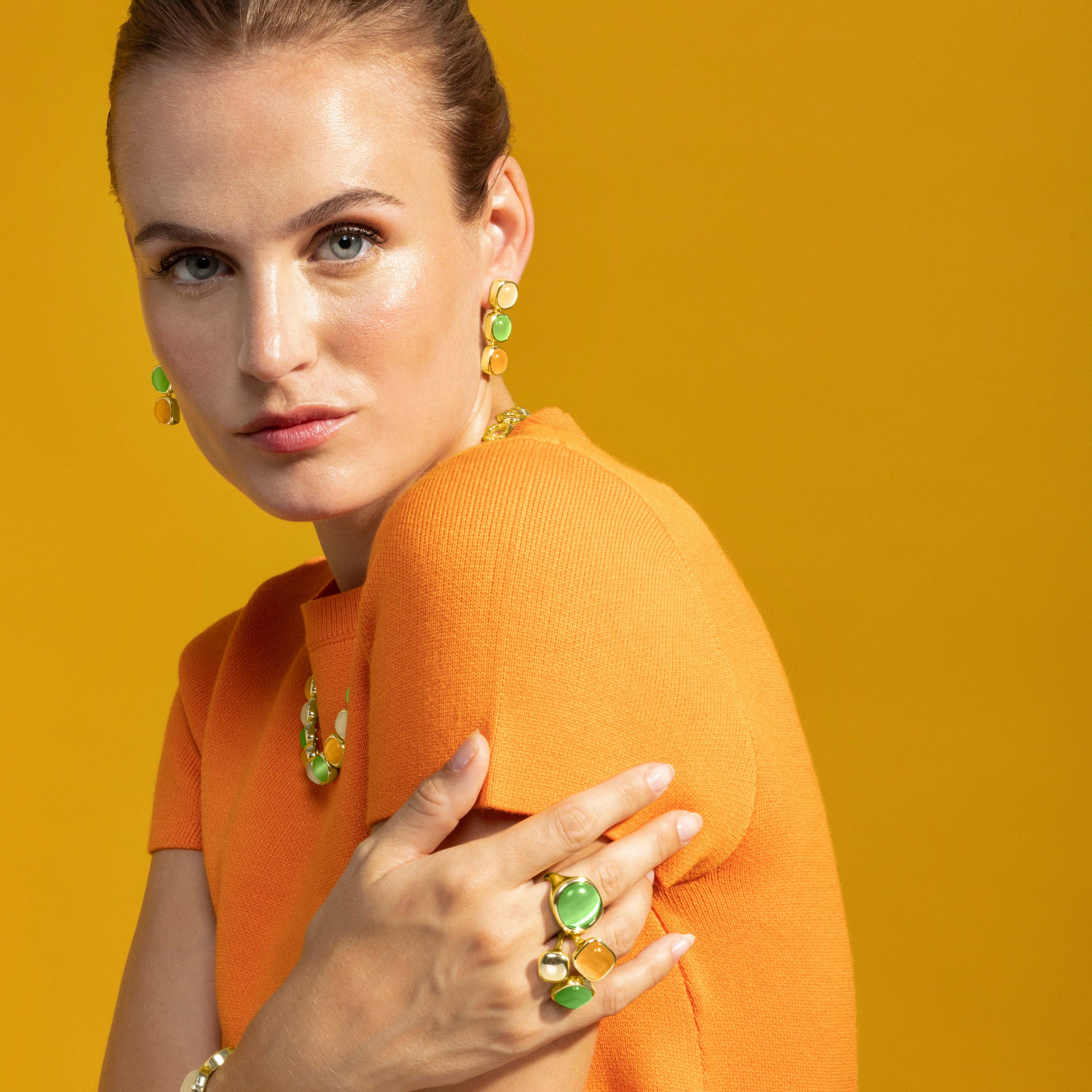 Luxenter - Vente Bague de cocktail/de cérémonie - Bague avec Œil de Chat Multicolore finition or 18k - Shureo4