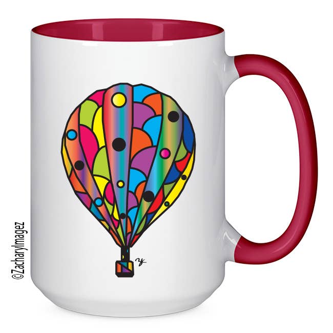 Tasse en céramique colorée de 15 oz en forme de montgolfière pour la vente par Zachary Imagez