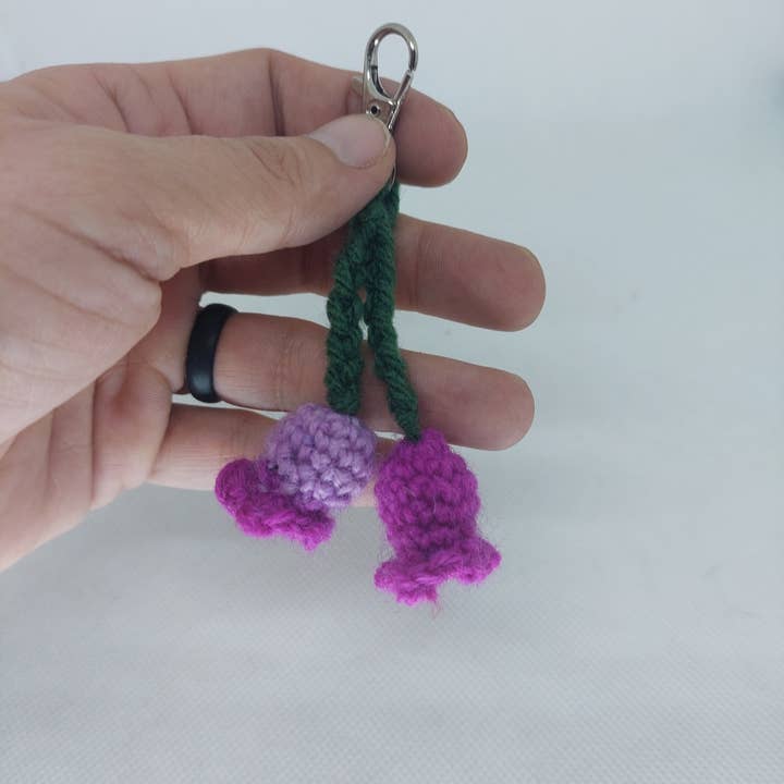 Crochet Flower Keychains - Lilly of the Valley for wholesale by Glitter Ghost Clothing and Accessories