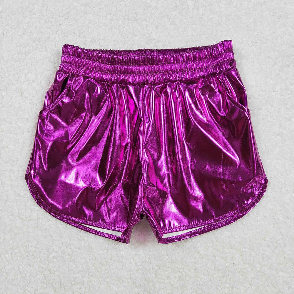 Aier Wholesale - Vente Short – enfant - 8 couleurs shorts en cuir métallisé élastique avec poches pour bébés filles et sœurs4