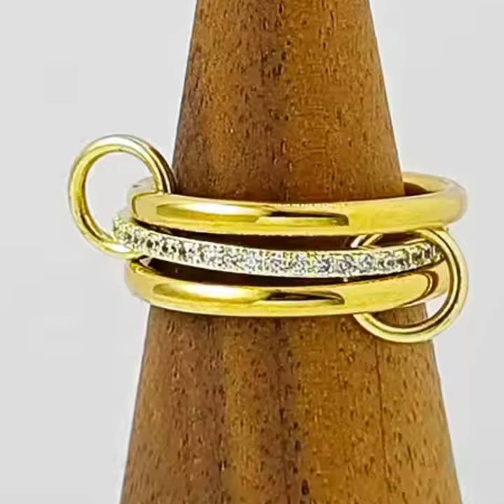 HoopLa - Wholesale Band/Stacked Ring - New Multi Band Eternity Ring -stacking bands- STEEL-sized7