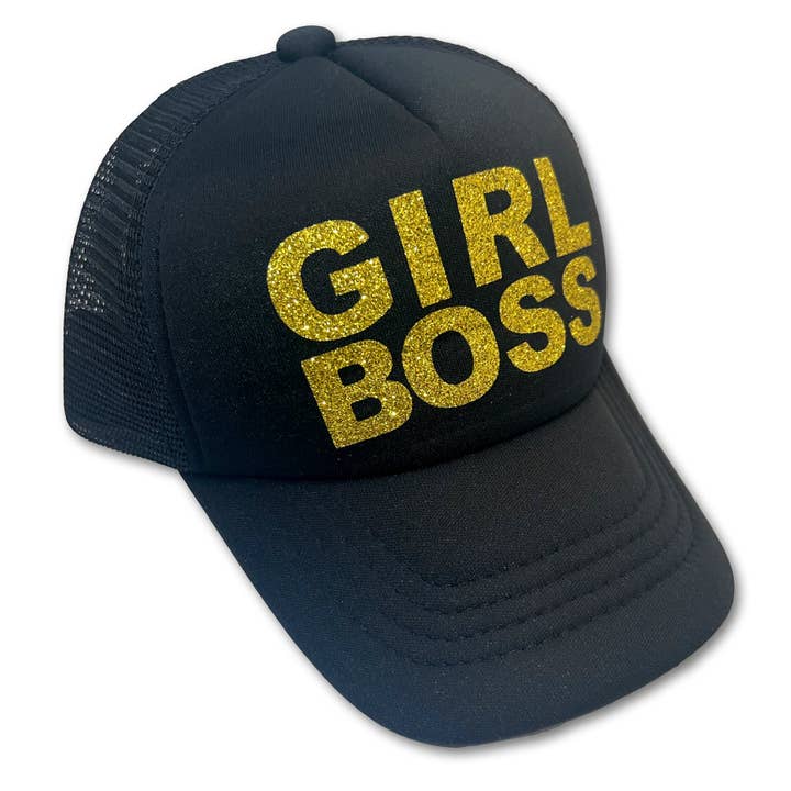Sol Baby Gold Glitter Girl Boss Infant/Toddler Trucker Hat for wholesale by Sol Baby