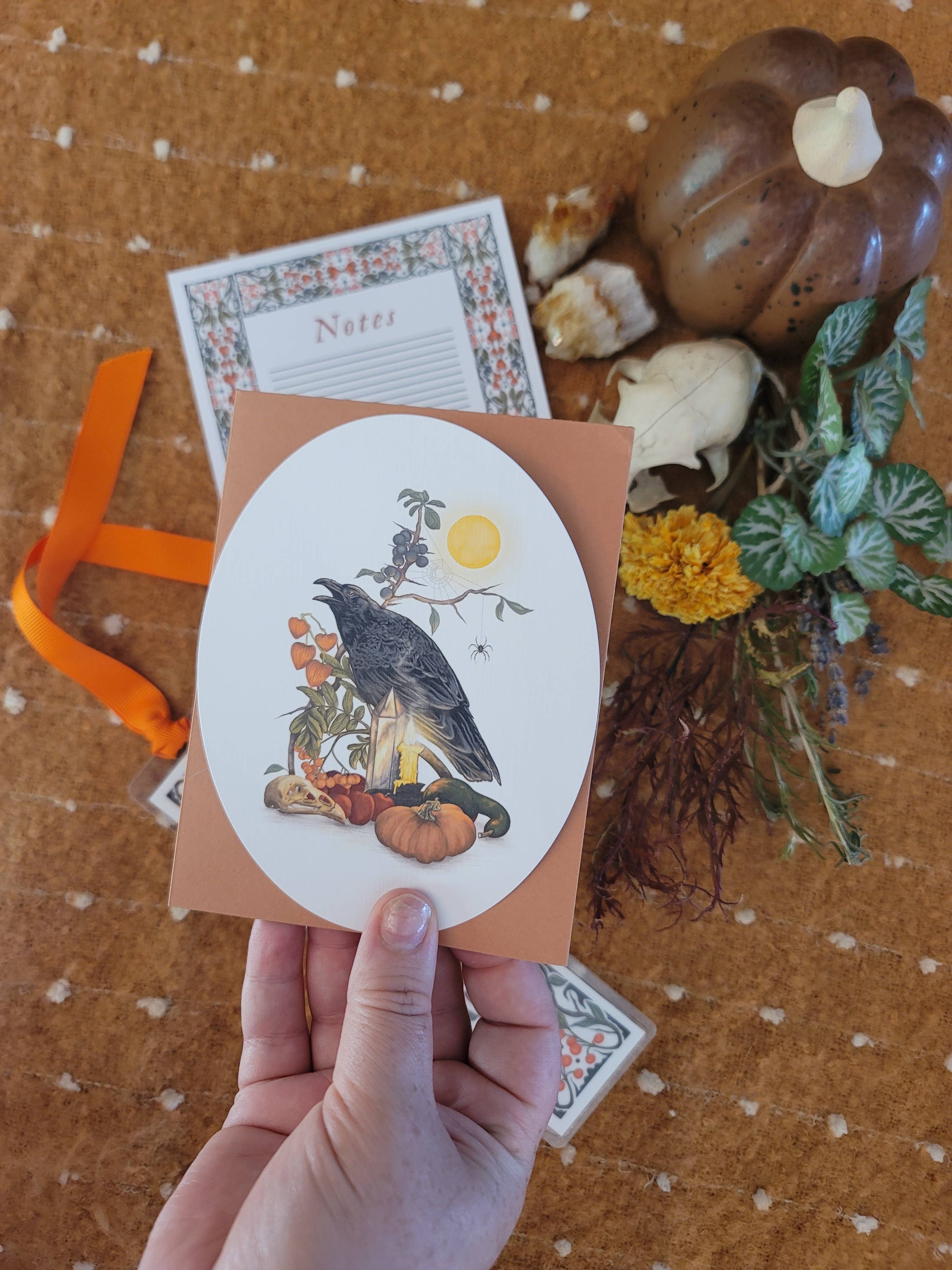 Black Moss Studio - Wholesale Stationery/Notecard Set - Autumnal Equinox Stationery Bundle – Raven & Autumn Foliage6