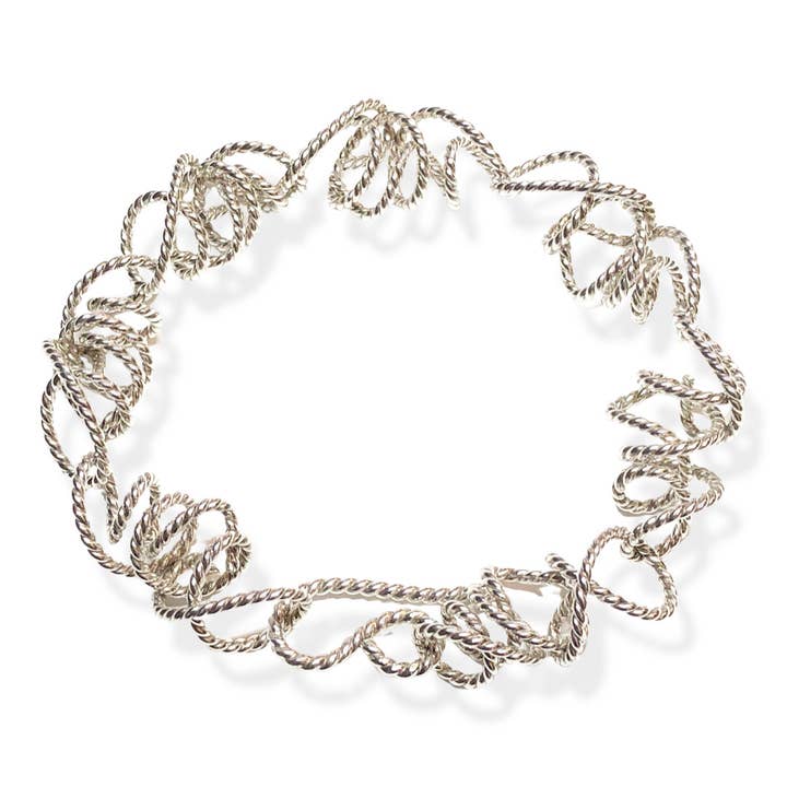 Bracelet à maillons enroulés texture corde pour la vente par Rina Young Jewelry