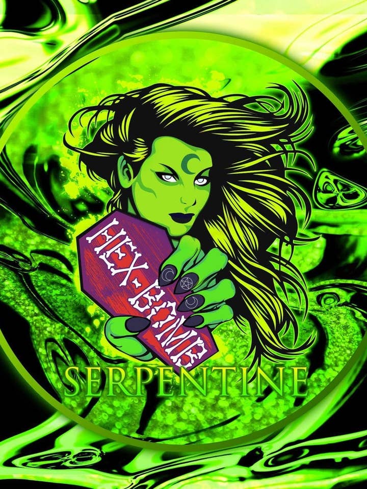 Serpentine Slime Green Metallic Bath Bomb with Single Use Soap for wholesale by Hexbomb ltd