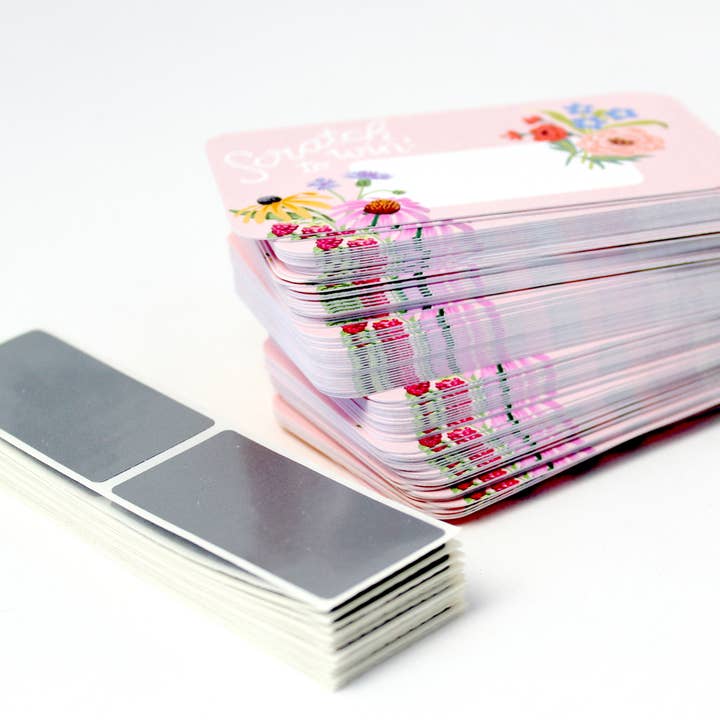 Inklings Paperie - Wholesale Stationery/Notecard Set - 100 Customer Scratch-off Cards - Wildflowers4