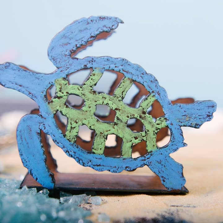 Sea turtle napkin holder metal coastal USA kitchen eco for wholesale by Whimsies
