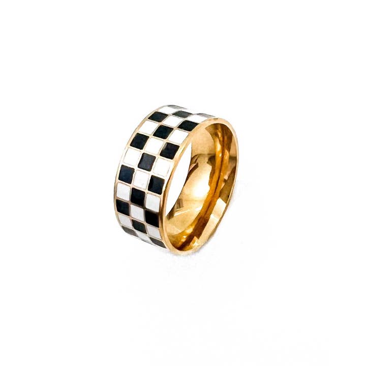 Beljoy - Wholesale Band/Stacked Ring - Rellery Checkerboard Ring || Choose Color