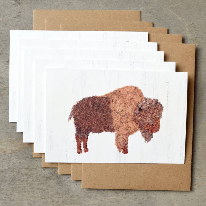 Lot de 5 cartes de vœux vierges pressées pour bisons végétaux 10 x 15,2 cm pour la vente par HBee Art