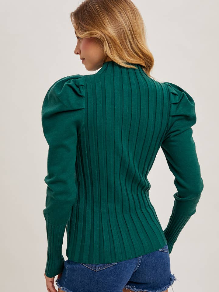 Bluivy - Wholesale Knit Top - Women's - MOCK NECK PUFF SLEEVED KNIT TOP8