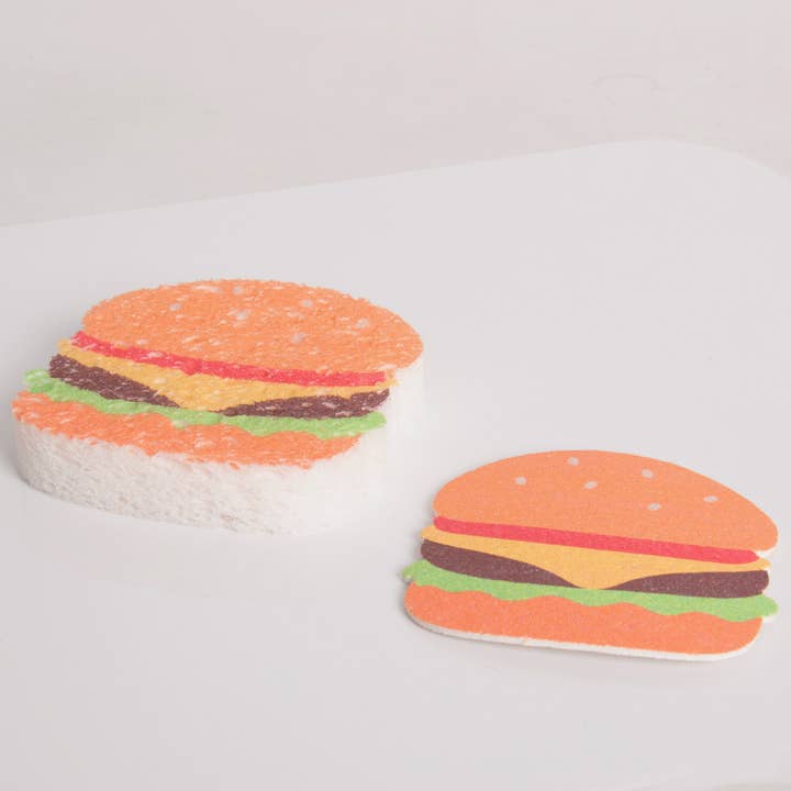 Helio Ferretti - Wholesale Cleaning Sponge - PACK OF 2 COMPRESSED HAMBURGER KITCHEN SPONGES HF1
