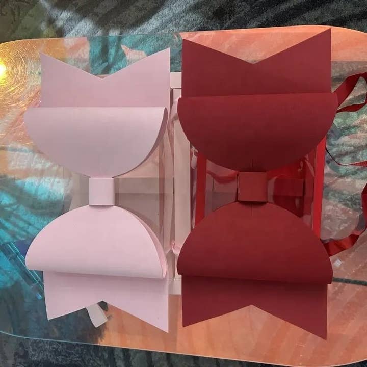 Elegant Design Supply – wholesale Presentbox – Stor rosett tvådelad rektangulär blomlåda med genomskinligt lock (2 st/set)8