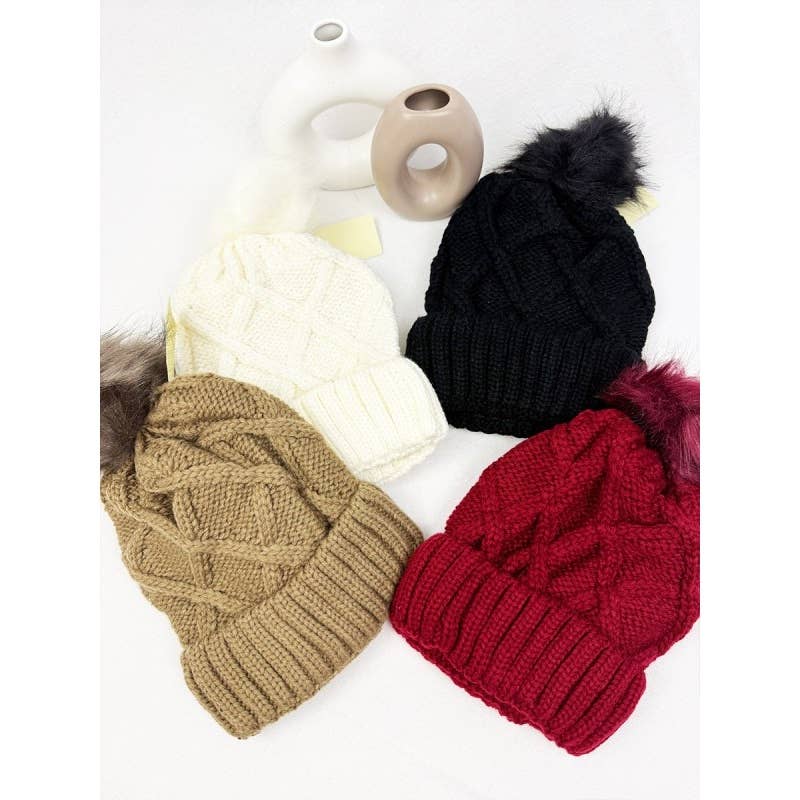 MIX COLOR Thick Cable Knit Beanie for wholesale on Faire2