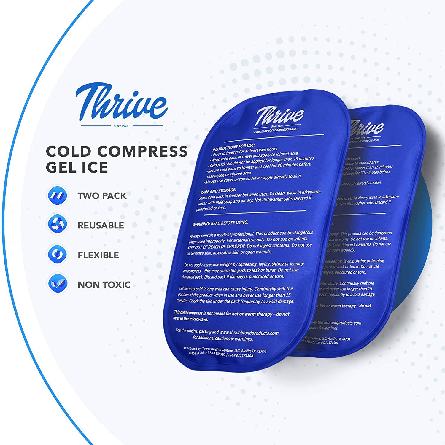 Thrive - Wholesale Ice Pack - Gel Ice Pack Cold Compress Large (2-Pack)1