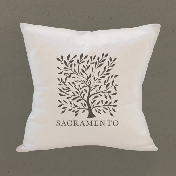 Tree with City - Custom Square Canvas Pillow for wholesale by Boheme Bliss