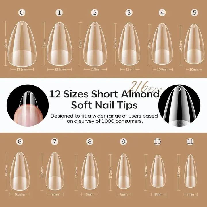 Modelones - Wholesale Press-On/Fake Nails - 216 Pcs Semi-Frosted Short Almond Nail Tips6