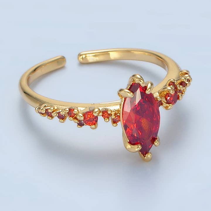 24K Gold Filled Orange Marquise CZ Solitaire Ring | O1408 for wholesale by Aim Eternal