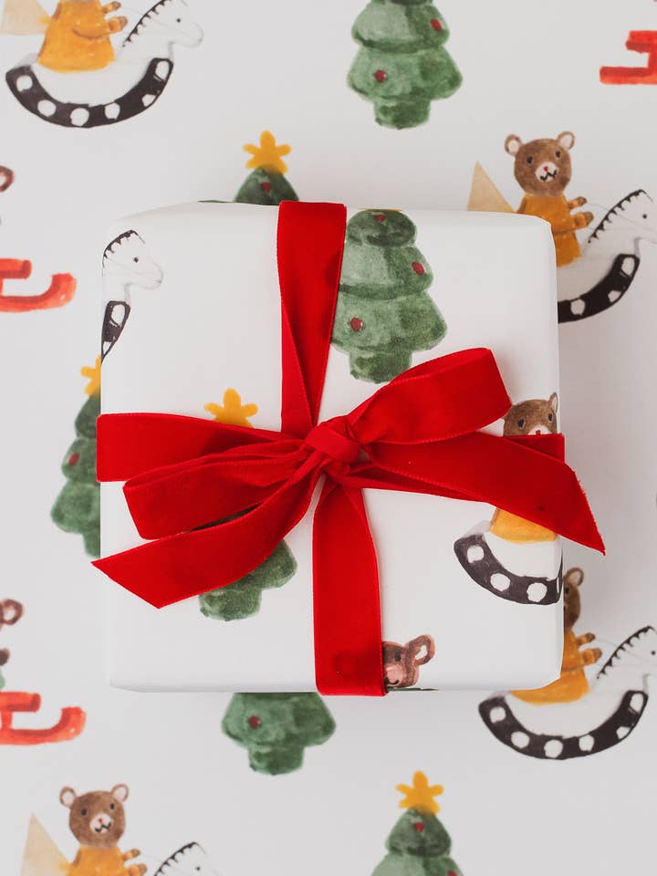 Rocking Horse FSC Christmas Gift Wrap for wholesale by Western Sketch