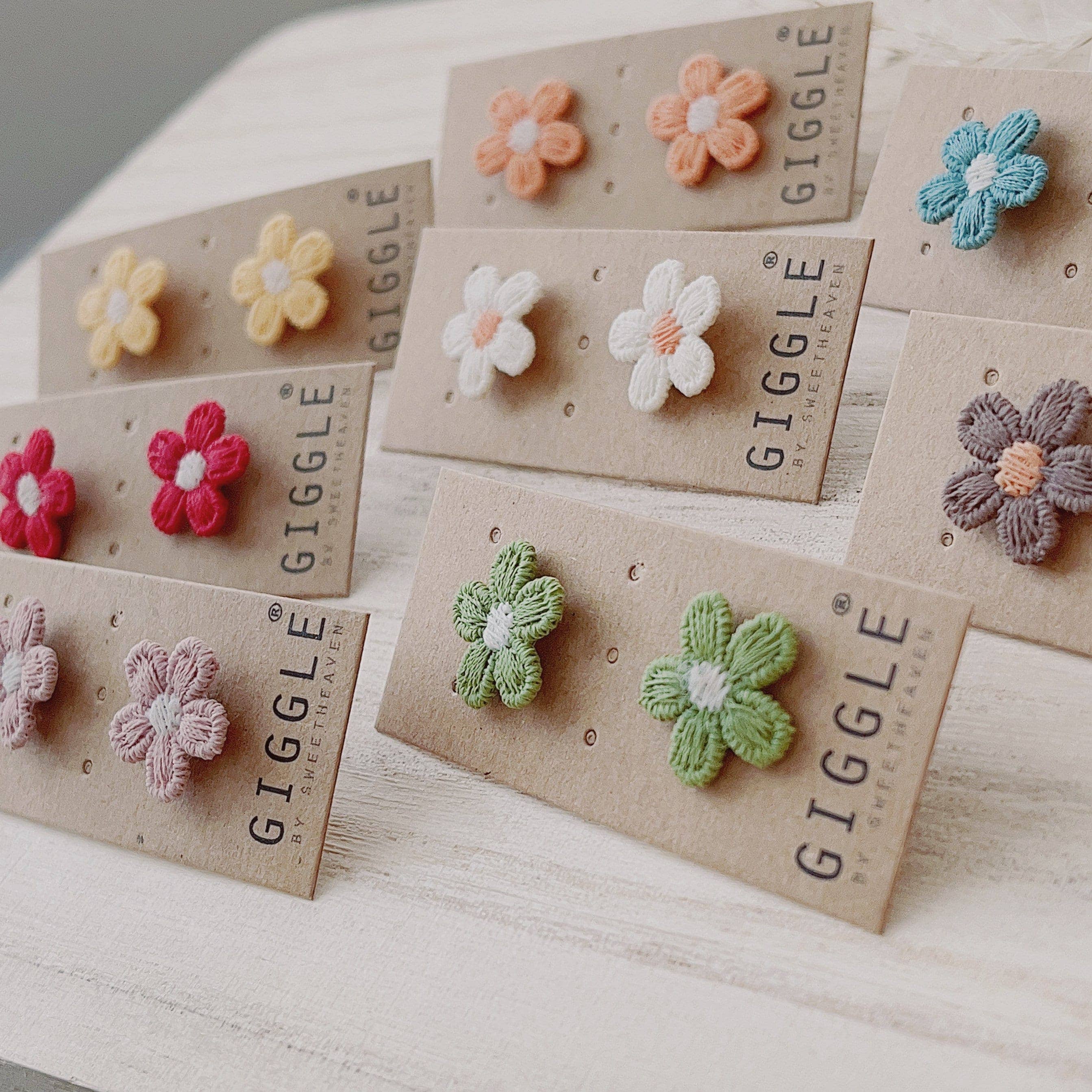 Giggle with Love - Wholesale Stud/Post Earrings - Embroidery Stud Earring| Handmade Thank You Gift| Spring Embroidery Studs| Book Mark Flower Stud|Bridesmaid Gift|Mother Day Gift6