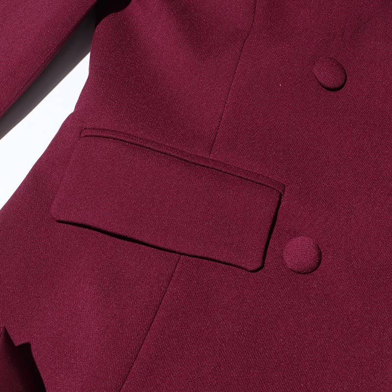 Productseeker - Wholesale Blazer - Women's - DR803Y Elegant Ruffle Hem Contrast Stitching Suit Dress11