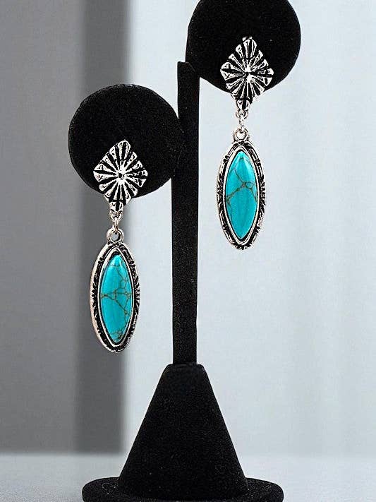 WESTERN OBLONG GEM DROP CLIP ON EARRING for wholesale by Andrea Bijoux