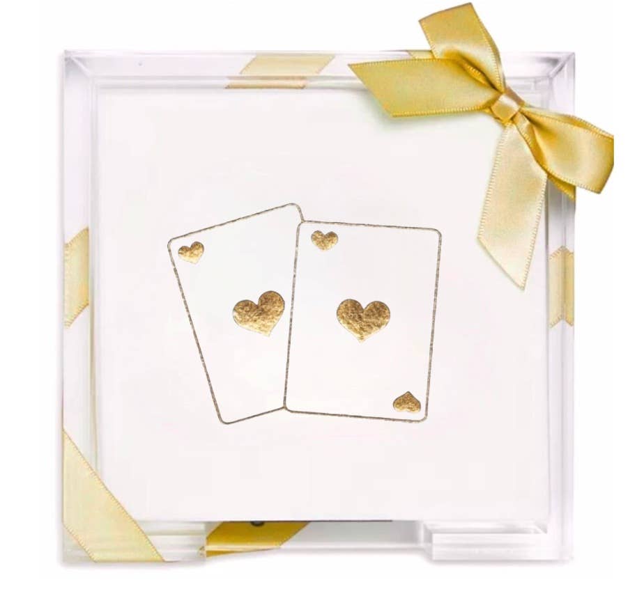 Lined Design - Wholesale Disposable Napkin - Acrylic Cocktail Napkin Hostess Set24