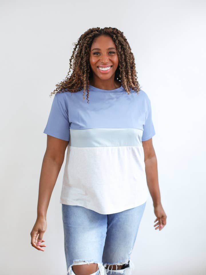 Classic Fit Invisible Zip Breastfeeding Tee for wholesale by Movemama Apparel