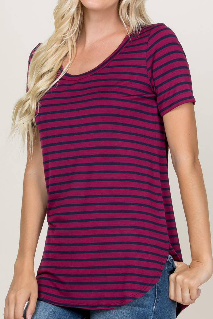 A.gain – wholesale Tunic – Women’s – 10183SS05 Striped Short Sleeve Scoop Neck Top8