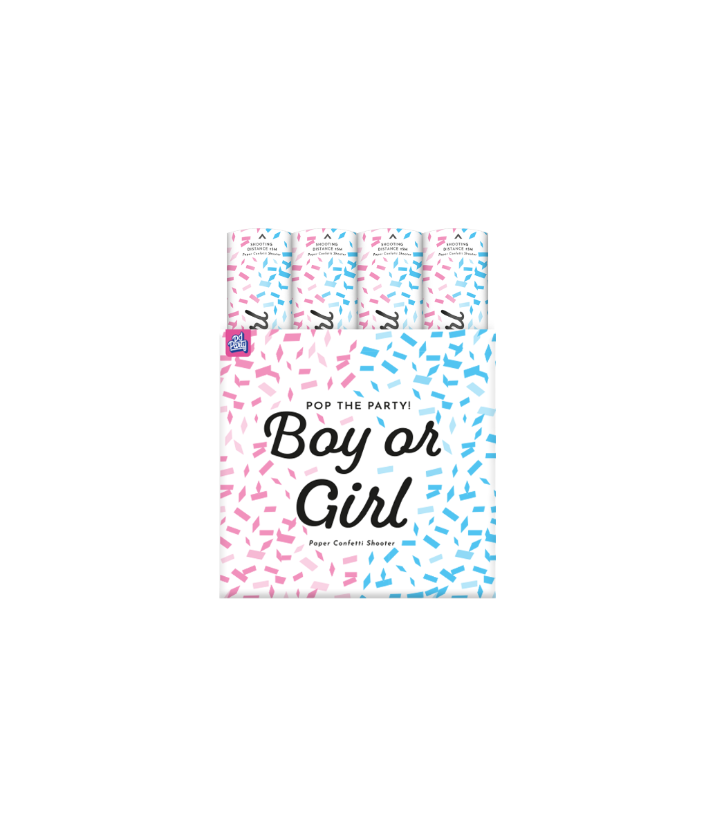 PD Party - Vente Confettis - Canon à confettis 40 cm - Révélation de genre garçon papier1