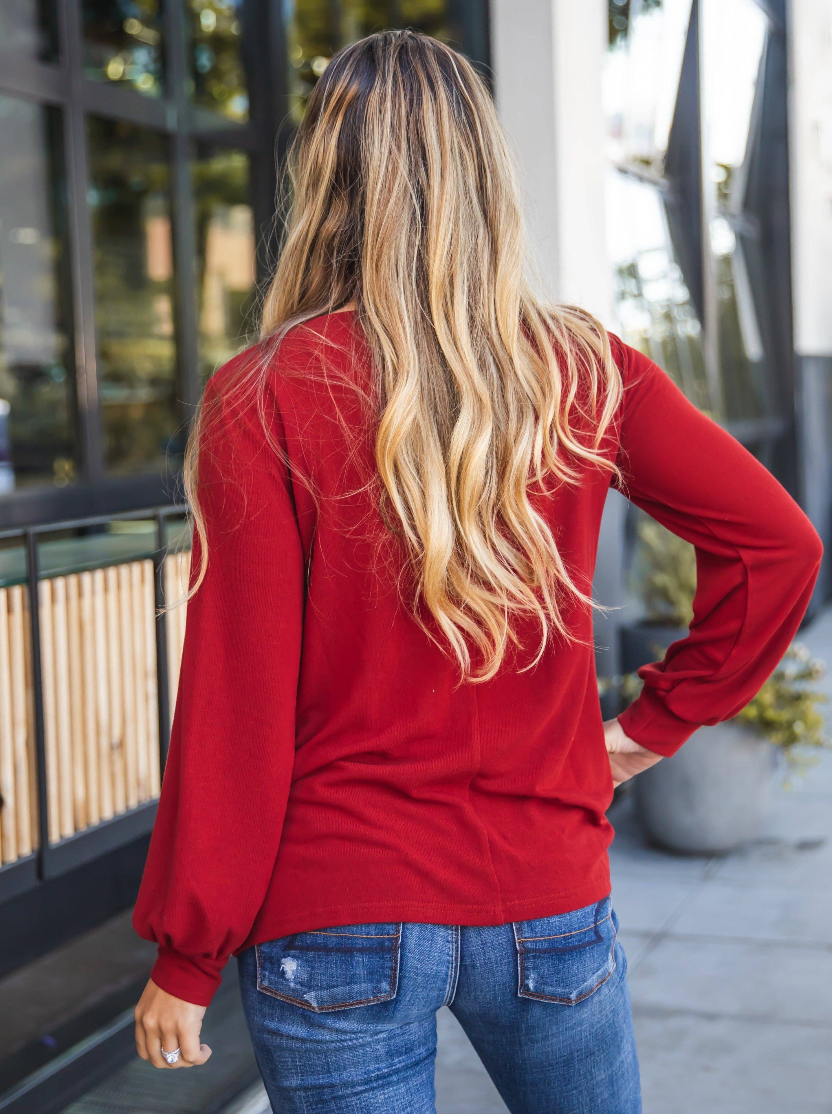 Tickled Teal - Wholesale Knit Top - Women's - Long Sleeve Anne Top5